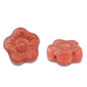 B&ouml;hmische Perlen Sunset Flower 10mm Transparent red