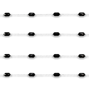 Stainless Steel - Rostfrei Stahl Schmuckzubeh&ouml;r Gliederkette Oval Silver-black