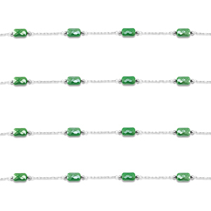 Stainless Steel - Rostfrei Stahl Schmuckzubeh&ouml;r Gliederkette Oval Silver-green