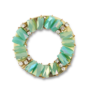 Top Facett Anh&auml;nger Rund Turquoise AB-ocean green AB-gold