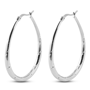 Ohrringe aus Stainless Steel - Rostfreiem Stahl Creolen Oval Silver