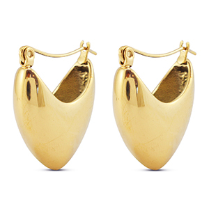 Ohrringe aus Stainless Steel - Rostfreiem Stahl Creolen Herz Gold