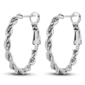 Ohrringe aus Stainless Steel - Rostfreiem Stahl Creolen Verdreht Silver
