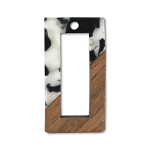 Holz Anh&auml;nger Rechteck Black-white-brown
