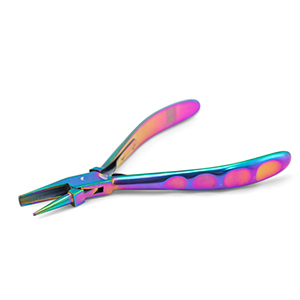 Beadsmith Chroma Rund und Konkave Nasenzange mit Feder Rainbow Titanium