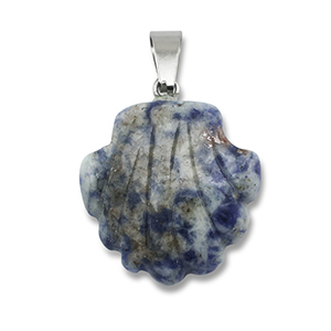 Naturstein Anh&auml;nger Sodalith und Mikrokline Muschel Blue-white