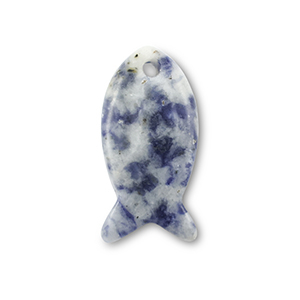 Naturstein Anh&auml;nger Sodalith und Mikrokline Fisch Blue-white