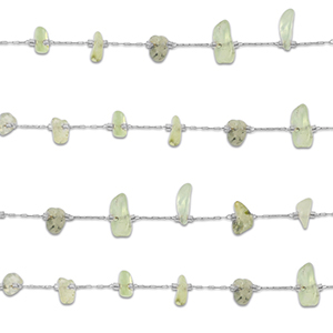 Stainless Steel - Rostfrei Stahl Schmuckzubeh&ouml;r Gliederkette Prehnit Irregular Silver-light green
