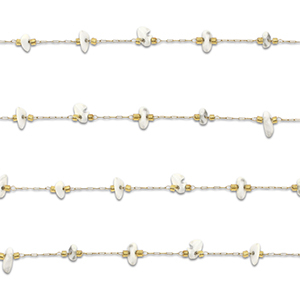 Stainless Steel - Rostfrei Stahl Schmuckzubeh&ouml;r Gliederkette Howlit Irregular Gold-white