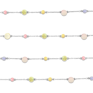 Stainless Steel - Rostfrei Stahl Schmuckzubeh&ouml;r Gliederkette Rund Silver-multicolour pastel
