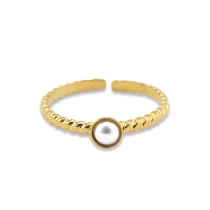 Ringe aus Stainless Steel - Rostfreiem Stahl Perlen Gold-white
