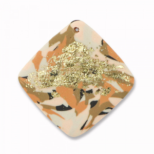 Polymer Anh&auml;nger Rhombus Brown-pink-white-gold
