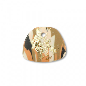 Polymer Anh&auml;nger Trapez Brown-pink-white-gold