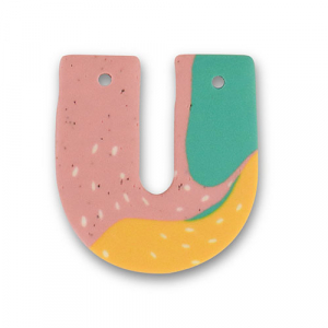 Polymer Anh&auml;nger U-f&ouml;rmig Green-pink-ochre yellow