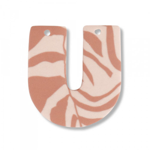 Polymer Anh&auml;nger U-f&ouml;rmig Light peach pink-light brown