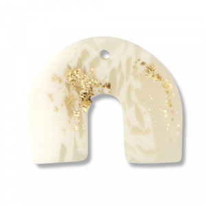 Polymer Anh&auml;nger Bogen Off white-beige-gold