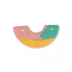 Polymer Anh&auml;nger Bogen Green-pink-ochre yellow
