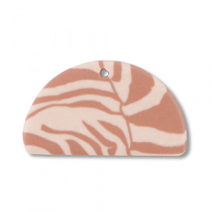 Polymer Anh&auml;nger Halbrund Light peach pink-light brown