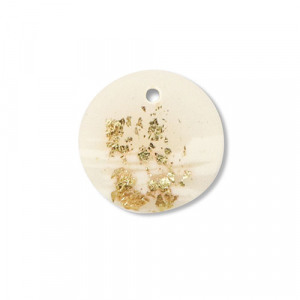 Polymer Anh&auml;nger Rund Off white-beige-gold