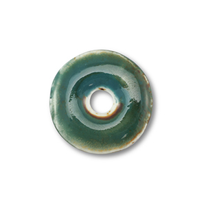 Perlen Keramik Disc Dark green-brown