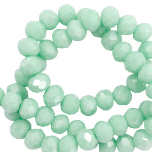 Top Glas Facett Perlen 6x4mm rondellen Bleached aqua green-AB coating
