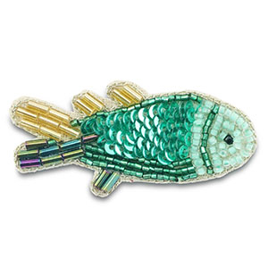 Broschen Fisch Green-gold-multicolour AB coating