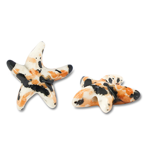 Perlen Keramik Seestern Off white-black-brown