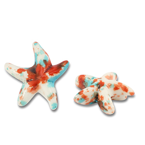 Perlen Keramik Seestern Off white-blue-brown