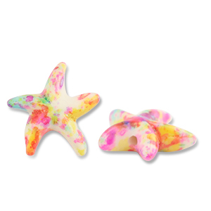 Perlen Keramik Seestern Off white-pink-yellow-blue