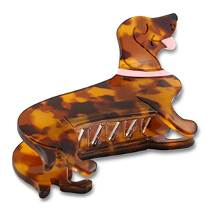 Haarschmuck Haarklemme Dackel Brown-nude-gold