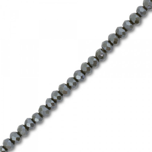 Top Glas Facett Perlen 3x2mm rondellen Chromium oxide dark green-pearl shine coating