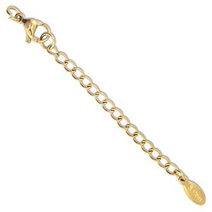 Stainless Steel - Rostfrei Stahl Schmuckzubeh&ouml;r Verl&auml;ngerungsketten Set Oval mit Karabinerverschluss Gold