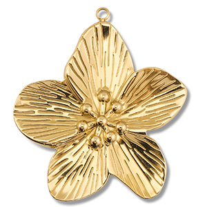 Stainless Steel - Rostfrei Stahl Anh&auml;nger Blume Gold