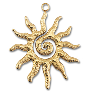 Stainless Steel - Rostfrei Stahl Anh&auml;nger Sonne Gold