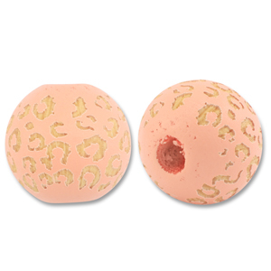 Holzperlen Rund 16mm Patrone Peach pink-natural
