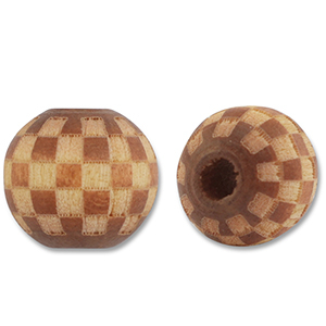 Holzperlen Rund 10mm Patrone Brown-natural