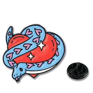 Anstecker Herz mit Schlange Blue-red-pink