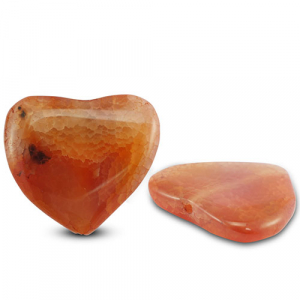 Naturstein Perlen Achat Herz Crackle Transparent coral red