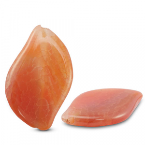 Naturstein Perlen Achat Blatt Coral peach/coral red-off white