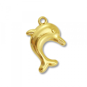 Stainless Steel - Rostfrei Stahl Anh&auml;nger Delfin Gold