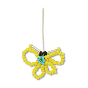 Anh&auml;nger Glasperlen Schmetterling Yellow-turquoise-black