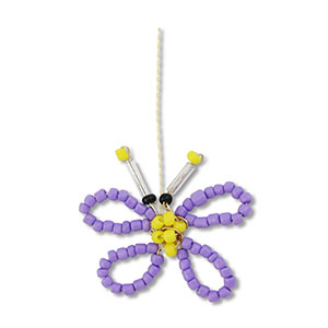 Anh&auml;nger Glasperlen Schmetterling Purple-yellow-black