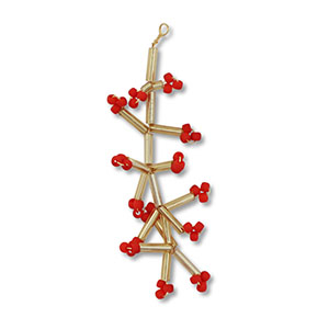 Anh&auml;nger Glasperlen Blume Gold-red