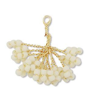 Anh&auml;nger Glasperlen Blume Gold-off white