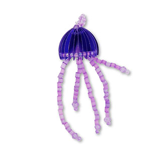 Anh&auml;nger Glasperlen Qualle Blue-purple-transparent purple lined AB