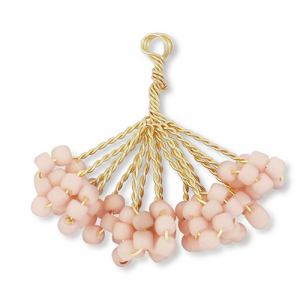 Anh&auml;nger Glasperlen Blume Gold-vintage pink