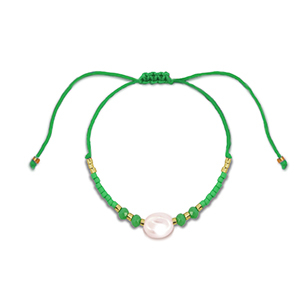Trendy Armb&auml;nder Gemischte Perlen Green-white-gold