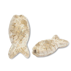 DQ Griechische Keramik Perlen Fisch White-light brown-gold