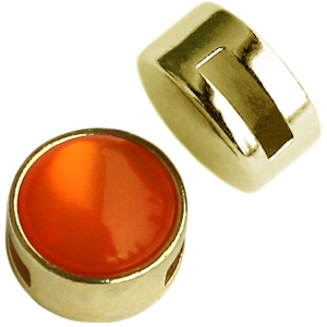 Metall Schieber DQ Cuoio mit Fassung f&uuml;r 12mm Cabochon gold