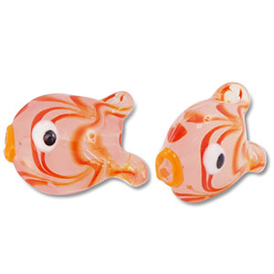 Handbemalt Glasperlen Fisch Coral red-orange